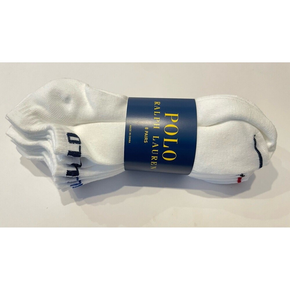 Polo Ralph Lauren Men’s Crew Socks 8-Pair Size 10-13 White MPN ZP827511PKN8